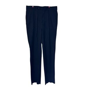 Paul Fredrick Men's Dress Pants Pleated Gabardine Classic Fit Lined Navy 36 NWT